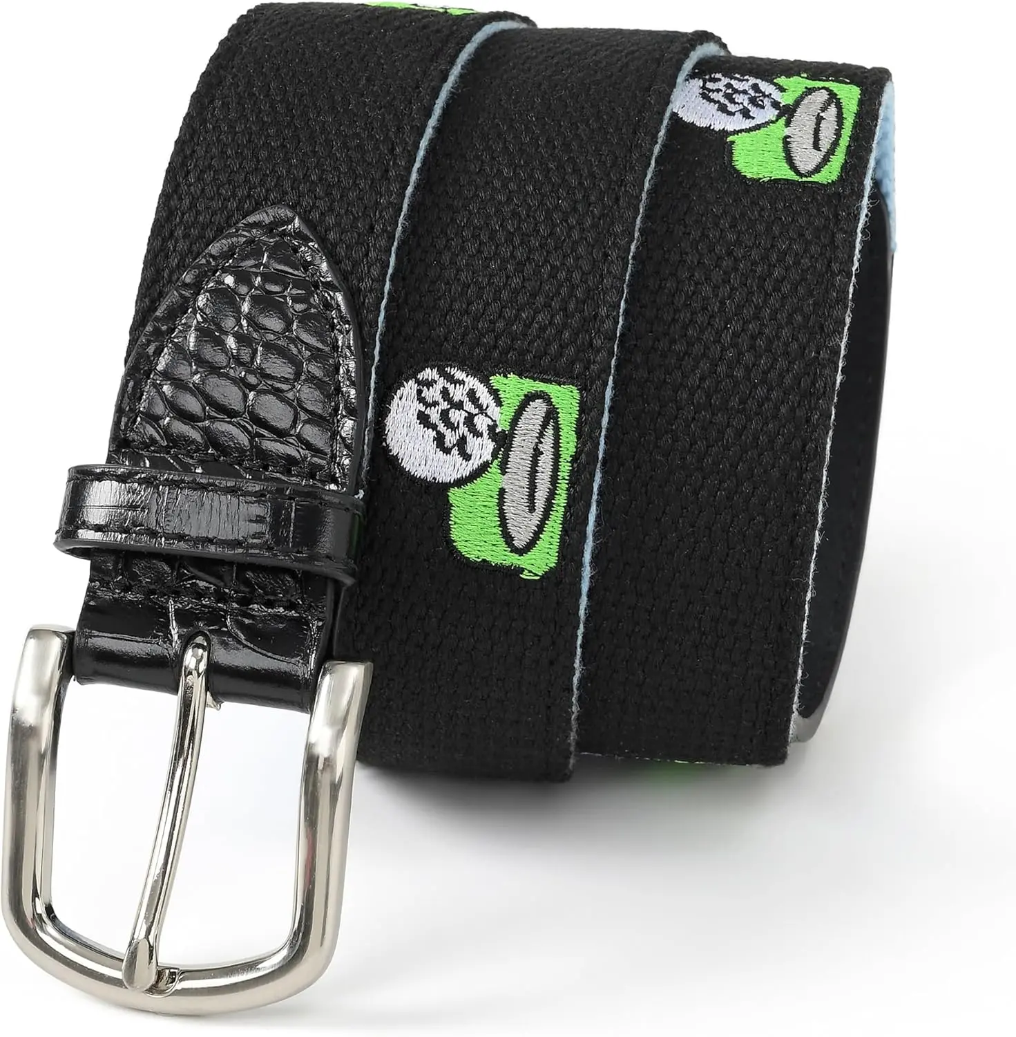 Black Belt With Golf Ball Embroidery