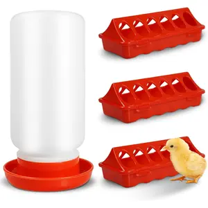 Chick Feeder and Waterer Kit – Baby Chick Starter Kit with 3*12-Hole Feeders & 1 Waterer – Essential Baby Chick Supplies and Accessories for Coop, Brooder, Ducklings, Poultry