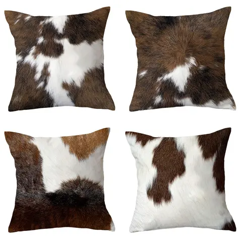 Set of 4 Plush Printed Cushion Covers, Decorative Sofa Pillows for Living Room & Bedroom, Fashion Home Accessories