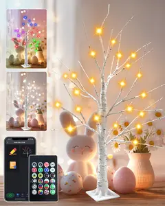 Avatar Controls 24" Smart Lighted Birch Tree for Christmas Decorations Indoor, DIY Color Changing LED Tree for Table Decor Chasing Effect App Control, Fairy Lights Spirit Tree Lamp Timer for Home, USB Operated Festive Ambient Glow