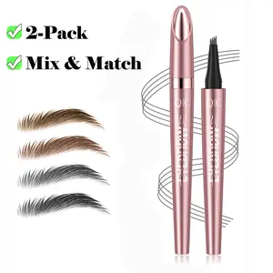 2-Pack Waterproof Micro-Fork Eyebrow Pencil, Long-Lasting Brow Pen for Natural Hair-Like Strokes, Smudge-Proof Daily Makeup Tool for Soft Glam Looks