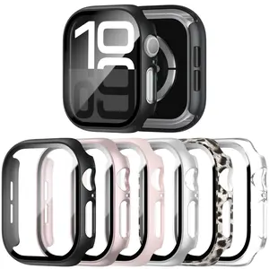 6 Pack Case with Tempered Glass Screen Protector for Apple Watch Series 11(2025) Series 10 42mm(2024), Hard PC Ultra-Thin Scratch Resistant Protective Face Cover for iWatch Series 10 11 42mm