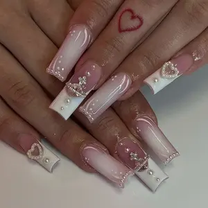 New 24pcs Long Square Nail Art Set, Matte Finish, Includes Jelly Glue & Nail File, Perfect for Holidays, Daily Wear, School, Office, Party