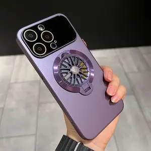 Rotating Fold Bracket Magnetic Phone Case for iPhone 14 15 16 17  12 13 Pro Max Hollow Stand Lens Protection Cover,