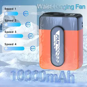 Portable Waist and Neck Fan, Rechargeable, Clip Design, Cooling Fan for Outdoor Work, Farming, Hiking, Camping, Gardening, Travel