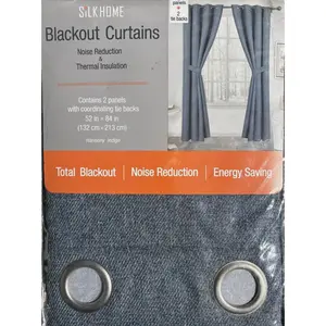 Silk Home Indigo Blackout Curtains 2 panels 52'in x 95' in (New)