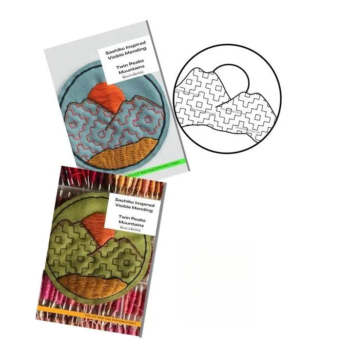 Twin Peaks Visible Mending Stick, Stitch Embroidery Pattern for Sewing & Textile Craft Projects