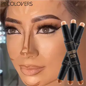 Dual-Ended Brightening Contour Stick - 2-in-1 Concealer & Contour for Light Skin Tones, Smooth Creamy Blendable Texture, Perfect for Defining Cheekbones & Nose Bridge - Face Contour & Highlight Stick