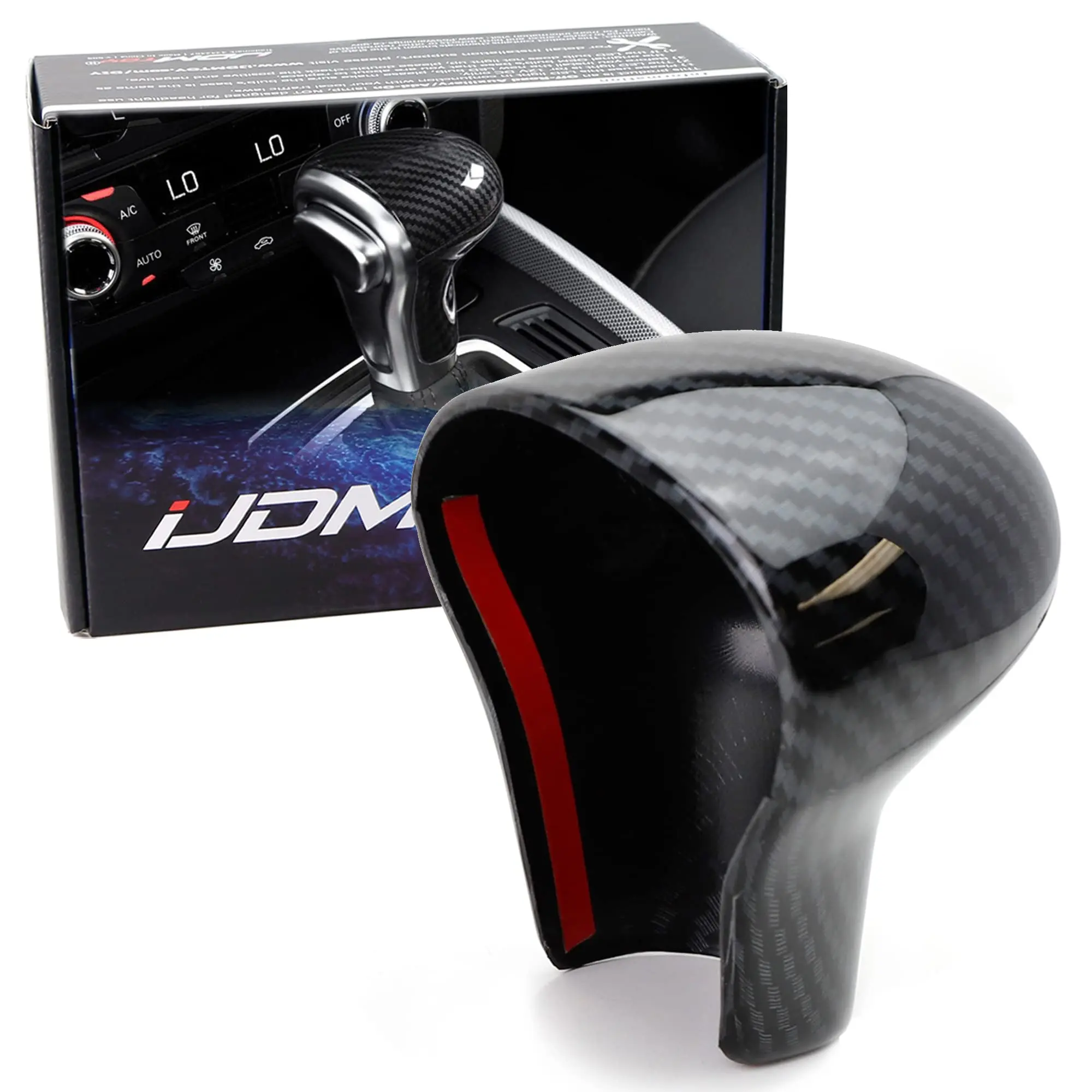 iJDMTOY Glossy Black Carbon Fiber Pattern Shift Knob Cover Shell For Audi 2013-2016 A4 A5 Q7, 2012-2015 A6 A7, 2013-2017 Q5, etc