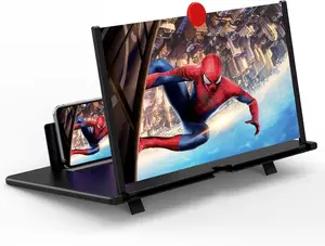 12" 3D HD Mobile Phone Screen Magnifier Projector Enlarger for Movies Videos Gaming Foldable Stand Supports All Smartphones Eye Protection Blue Radiation Reduction Black