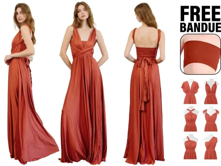 pumpkin bridesmaid dress Straps Pumpkin Long Bridesmaid Dress with Slit – FancyVestido main image 0