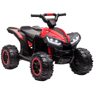 Aosom 6V/12V Kids ATV Quad Car with Forward & Backward Function, Four Wheeler for Kids with Wear-Resistant Wheels, Music, Electric Ride-on ATV for Toddlers Ages 3+ Years Old