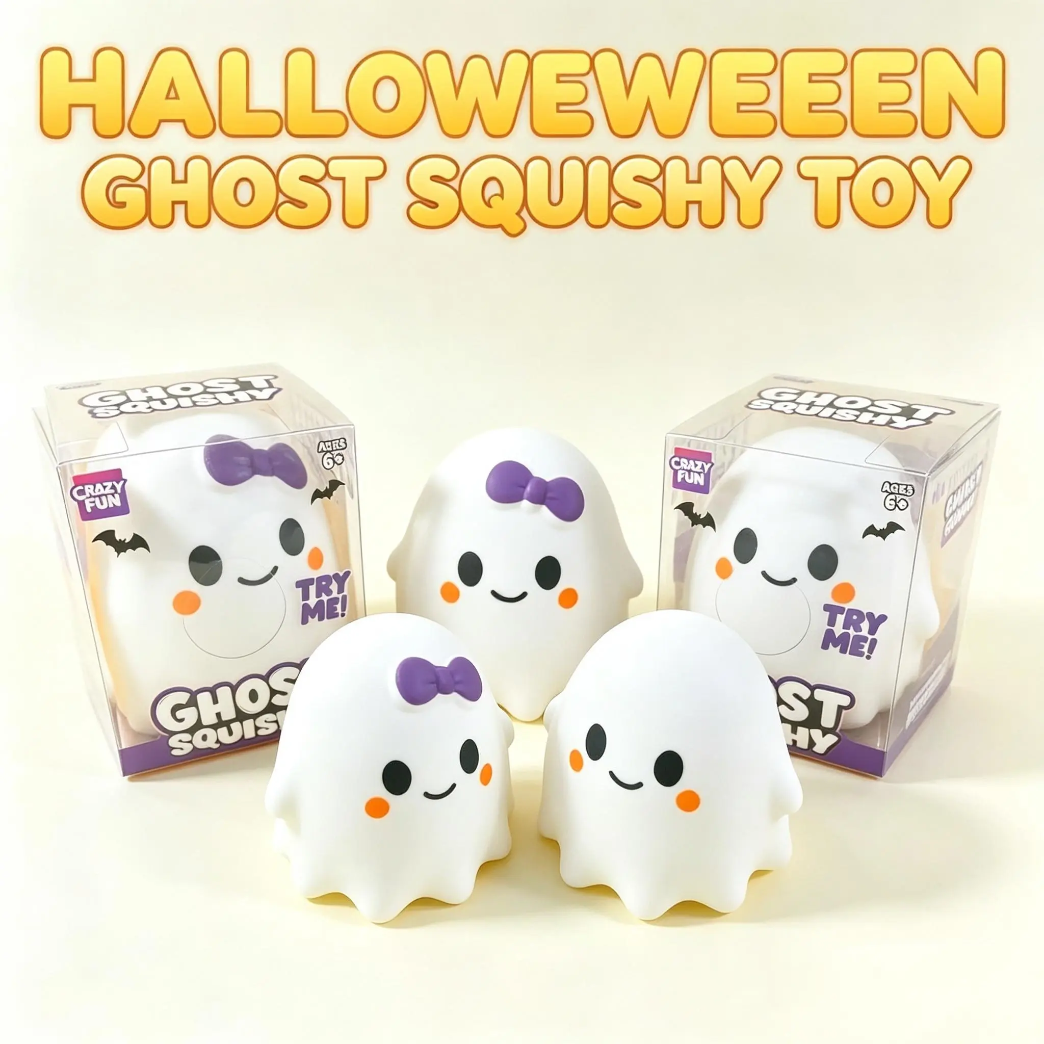 NEW Halloween Ghost Stress Relief Toy, Slow Rebound Funny Mallow Candy Toy,  Perfect for Relaxation and Fun