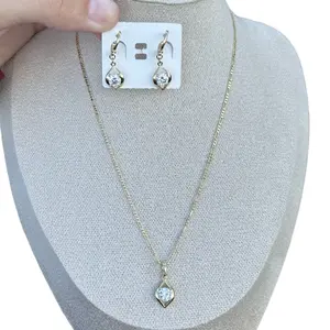 14k Gold Plated Set Pendant and Earrings for Women