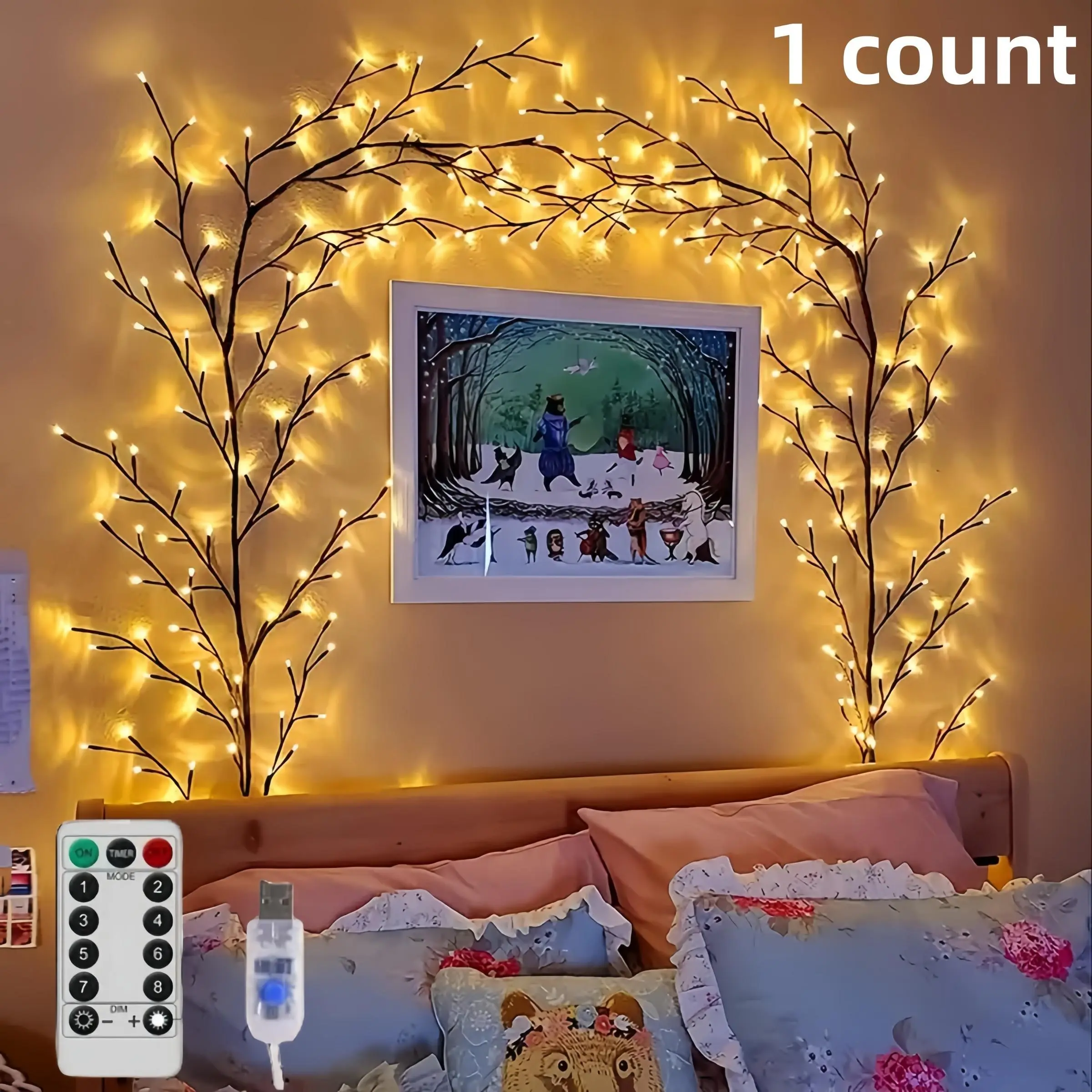 Flexible 5.9 Feet Willow LED String Light Set with 96 Bulbs, 8 Modes for Home Decor, Ideal for Christmas and Halloween Parties, Led Lights Bedroom, Decorative Led Light, Led Atmosphere Lights