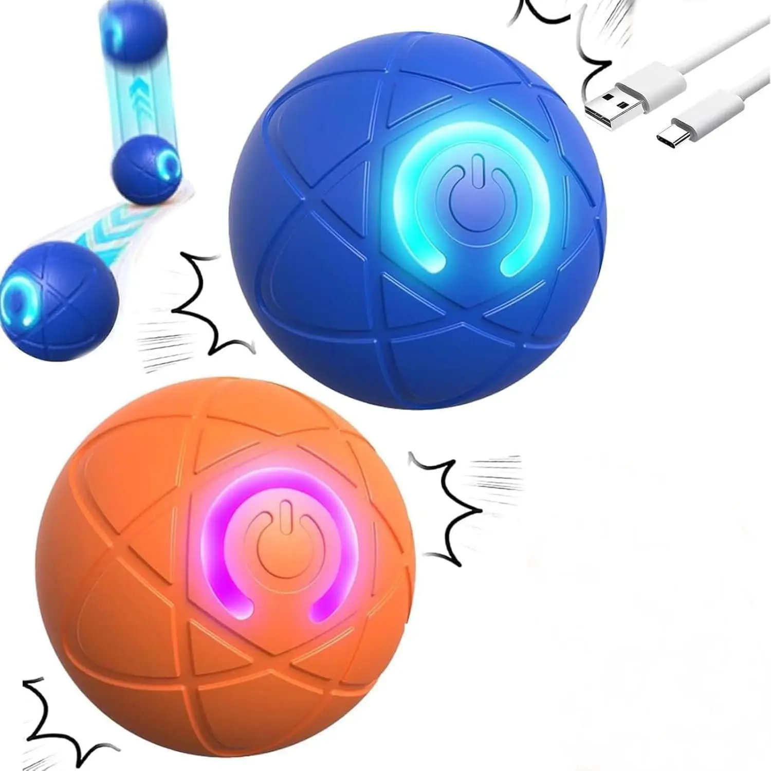 Smart Dog Toy Ball, 1 Box USB Rechargeable Electronic Interactive Pet Toy, Moving Ball, Automatic Companion Toy, Jumping Ball for Puppy