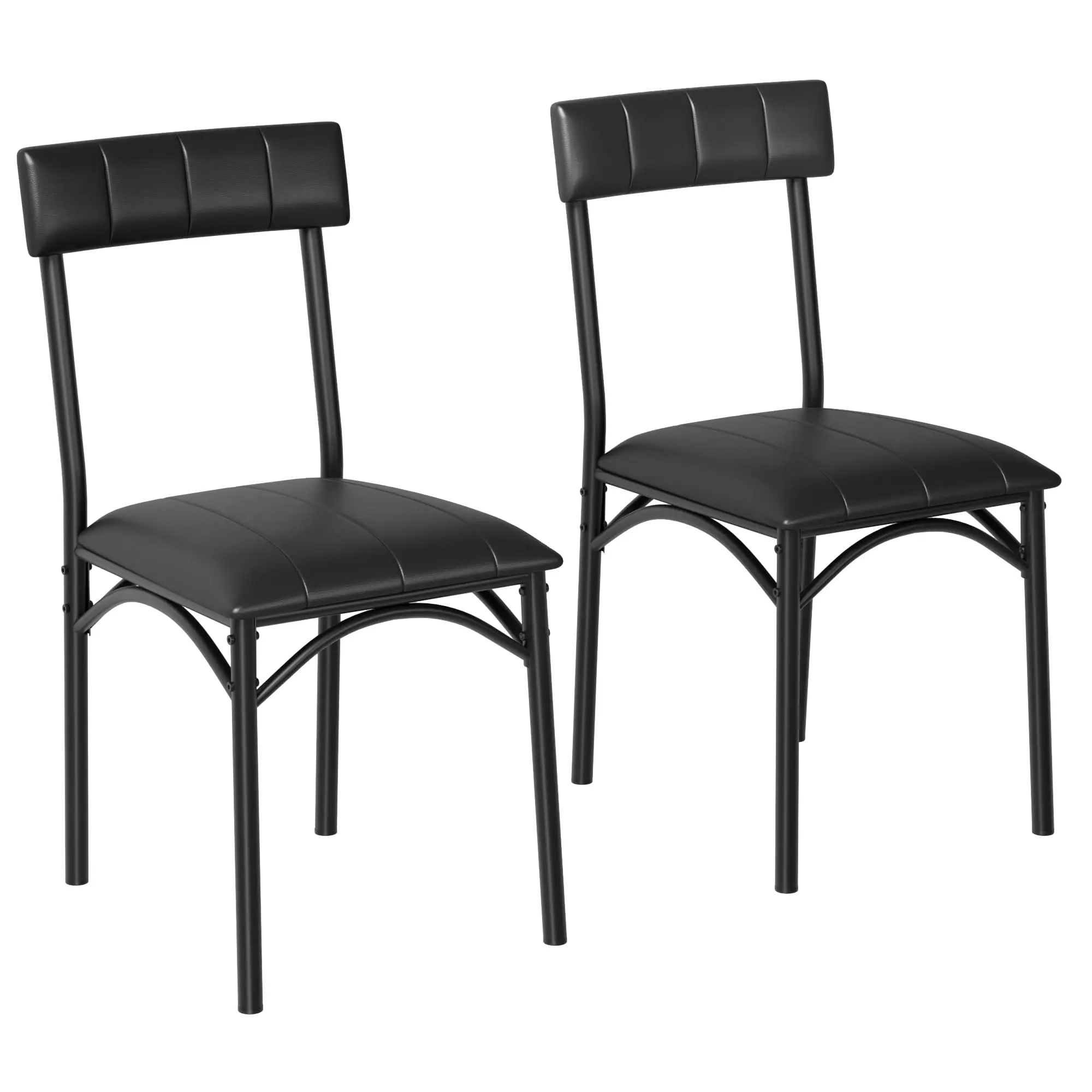 Garvee Dining Chairs Set of 2, Upholstered Dining Chairs with Back, PU Leather Kitchen Dining Chair, Black Chairs for Kitchen, Apartment, Living Room, Comfortable Seat, Easy Assembly, Classic Black