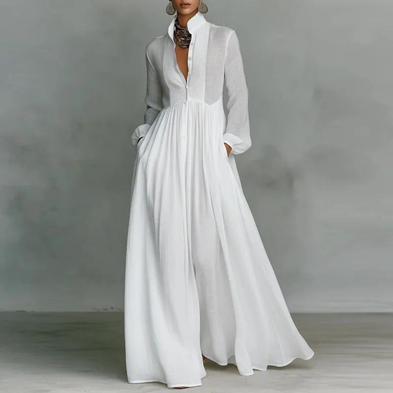 2026 cross-border spring and summer new temperament waist thin long sleeves pleated holiday