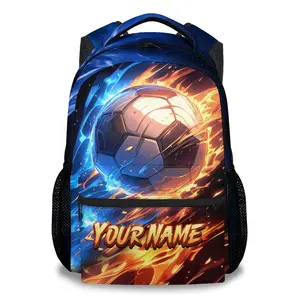 Boys Backpack, Personalized Soccer Backpacks for Kids, 17" Sports-Themed Bookbag for Elementary Kindergarten, Custom Sports Theme School Bag