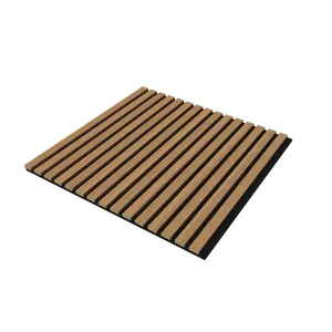 4PCS Walnut--Acoustic Panels & Wooden Strip Acoustic Boards - Suitable for Office Walls, Bedrooms, Gyms, Kitchens & Ceilings, 3D Groove Sound-Absorbing Design, Three-Side Wrapping Craft, Adhesive