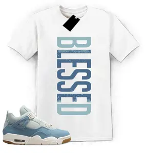 White Shirt to match AJ 4 Denim Worn Blue, Denim Worn Blue 4s Shirt Men, Gildan 5000 Unisex Shirt, 100% Cotton, Size S-5XL