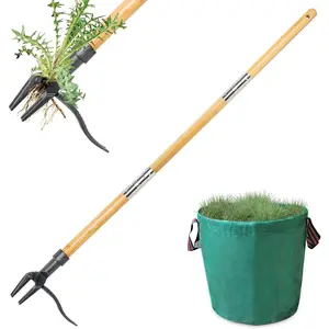 Weed Puller Tool, Stand Up Heavy Duty Weed Remover Tool, Dandelion Weeding Tool with 50" Long Handle for Garden Lawn Yard, Includes a  Garden  Bag