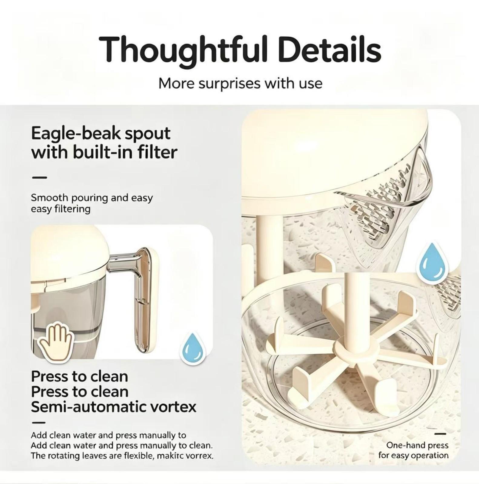 Push-Button Egg Beater for Home Use, with Transparent Cup, Manual Push-Button Design, Plastic Blade, Egg Beater, Cream and Cake Mixer, Multi-Functional Egg Beater, Mixing Wonder