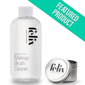 Makeup Brush Cleaner 8 oz Bottle & Tin -Felix Professional - Hypoallergenic Durable Cleaner for All Brush Types Kills 99.99% Bacteria