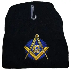 CrazyCoolBuys 8" Black Freemason Masonic Embroidered Winter Beanie Skull Cap Toboggan Mason Hat