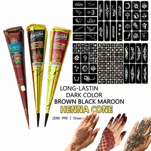 3 Piece Henna Cones, Waterproof Reusable Henna Templates, DIY Temporary Tattoo Kit, Ideal for Body Art