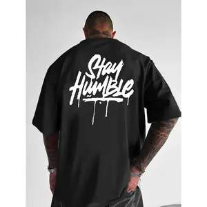 Men's printed round-neck T-shirt, fashionable and trendy, comfortable and lightweight, loose fit, promotes modesty