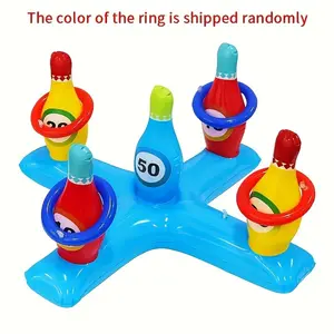 5pcs Inflatable Bowling Game Set - Suitable for Family Gatherings, Bar Drinking Games, and Poolside Fun. Made of Durable PVC Material. (circle Colors Are Random).