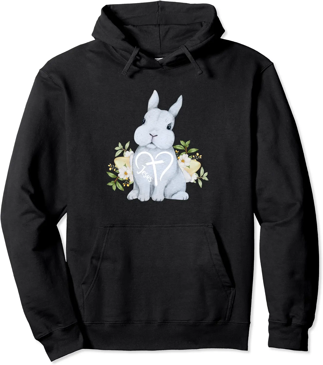 Cute Jesus Love Rabbit Bunny Spring Flowers Happy Easter Day Pullover Hoodie - Sabrinasmitl Shop 60B0BY5NJ5JZ