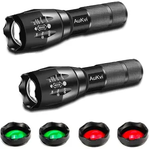 3-Color-Light Flashlight Flashlight with Red Green Zoom 2000 lumens 5 Modes Waterproof Flashlight