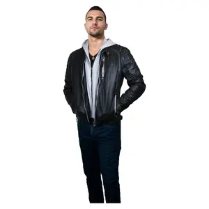 Mauritius Men's Hooded Leather Jacket