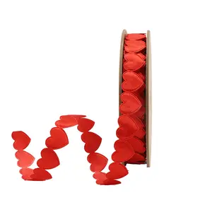 3/4" Ultra Sonic Trim | Red Side By Side Hearts | 10 Yard Roll Valentine’s Day wrapping gifts Red heart shape ribbon