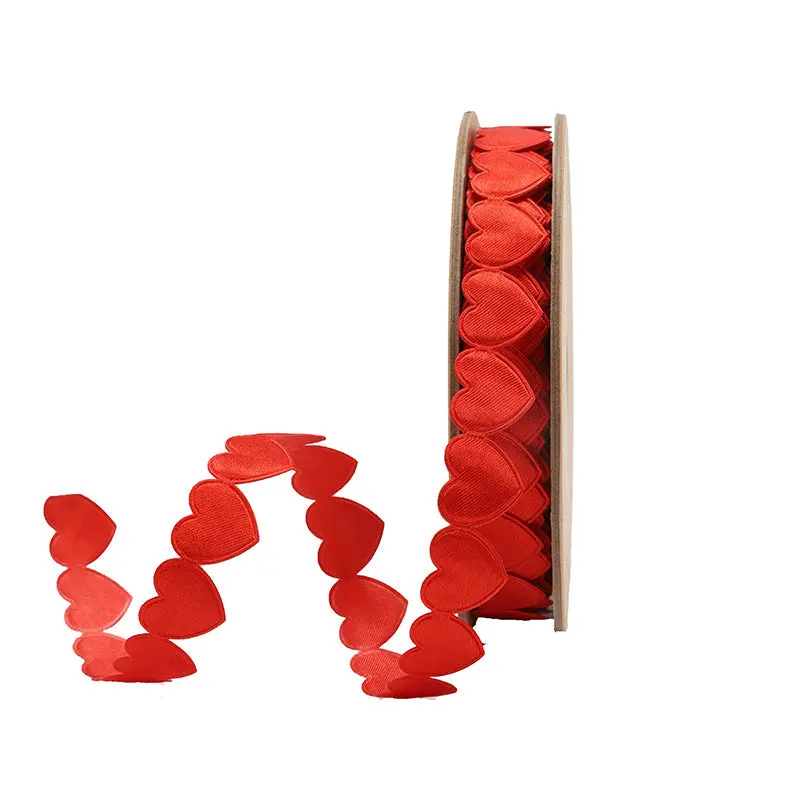 3/4" Ultra Sonic Trim | Red Side By Side Hearts | 10 Yard Roll Valentine’s Day wrapping gifts Red heart shape ribbon