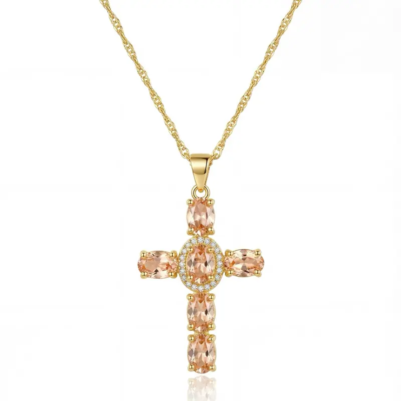 Royal Radiance Cross Necklace 14K Gold Plated CZ Statement Cross Pendant