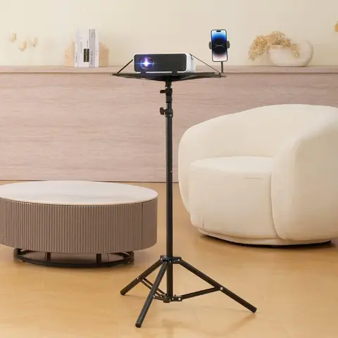 VEVOR Universal Compatible Sturdy Laptop Stand & Tray, Adjustable Portable Office Accessory with 26.97-63 in Height Range, 11 lbs Load Capacity, Internal Cable Management, Large Tray, Gooseneck Phone Holder for Home Presentations