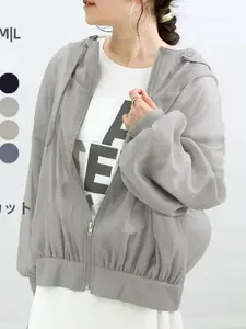 Women's Lightweight Hooded Sun Protection Jacket, Summer UV Blocking Long Sleeve Coat, Breathable Zipper Outerwear, Anti-UV Clothing