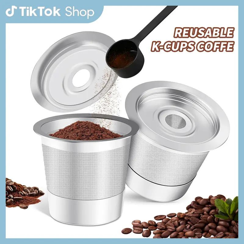 2pcs Perforated Stainless Steel Refillable Coffee Filters, Reusable Permanent Pods for Keurig 1.0 Makers, Eco-Friendly for Coffee Lovers with 360° Flow for Rich Brews & Optimal Extraction
