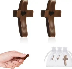 Pocket-Sized Walnut Wooden Cross, Handheld Stress Relief Toy, Christmas Gift for Stress Relief Enthusiasts