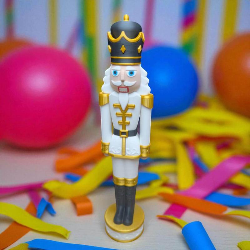 The Kit Kiln Ornate White & Gold Chunkable Nutcracker Classic Holiday Shimmering Plastic Figure 12 Inches Tall for Christmas Gift Giving