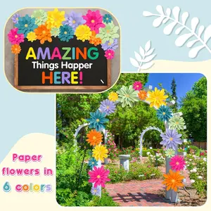18 Pcs 3D Paper Flowers Decorations for Wall DIY Flower Bulletin Board Fiesta Paper Floral Backdrop for Photo Backdrop Classroom Back to School Party Multicolor