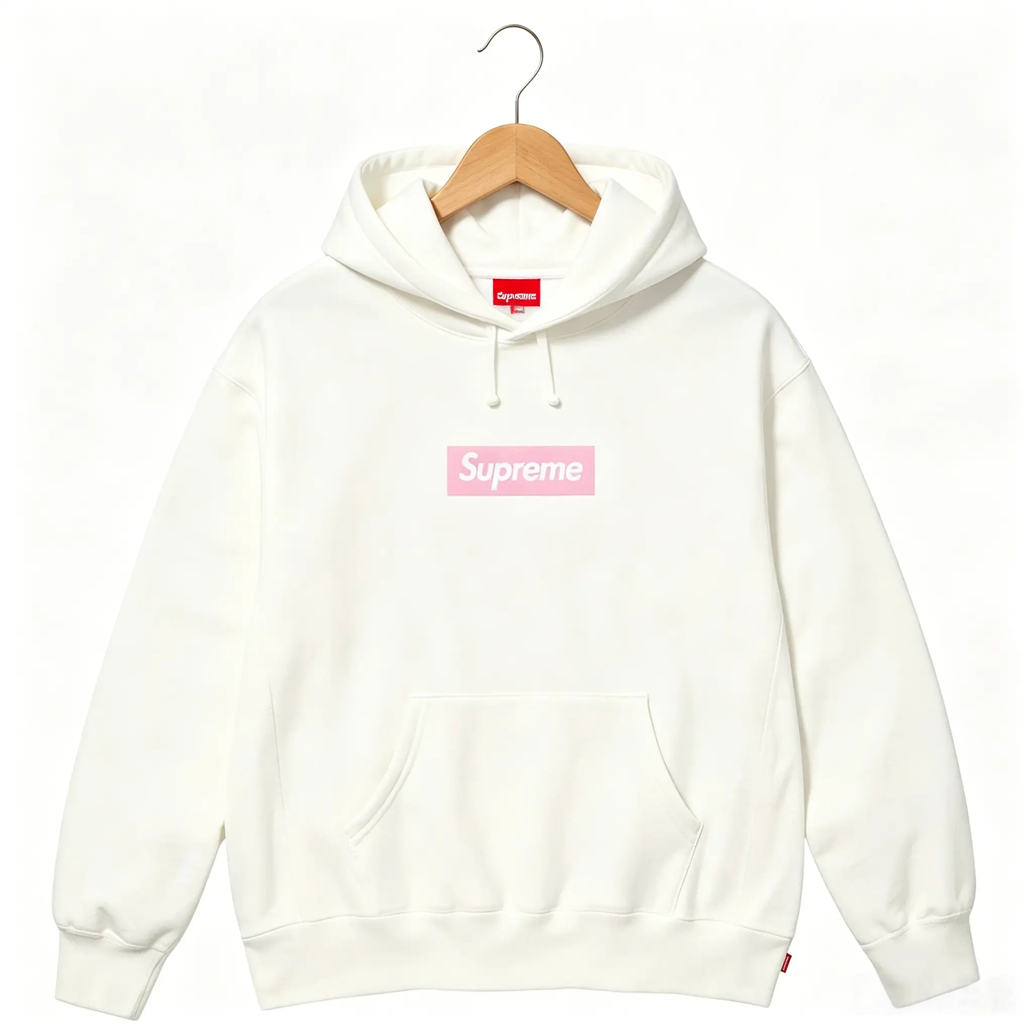 Supreme Men's Classic Minimalist Hooded Sweatshirt - Box Logo, White, FW25SW14