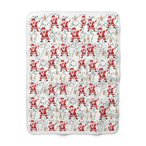 Santa Claus Pattern Blanket | Christmas Lights Sherpa Throw