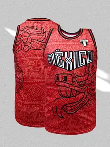 Men's Embroidered Basketball Jersey, Lightweight Jersey, Active Crew Neck Sleeveless Sports Wear For Training and Competition,Casual Wear