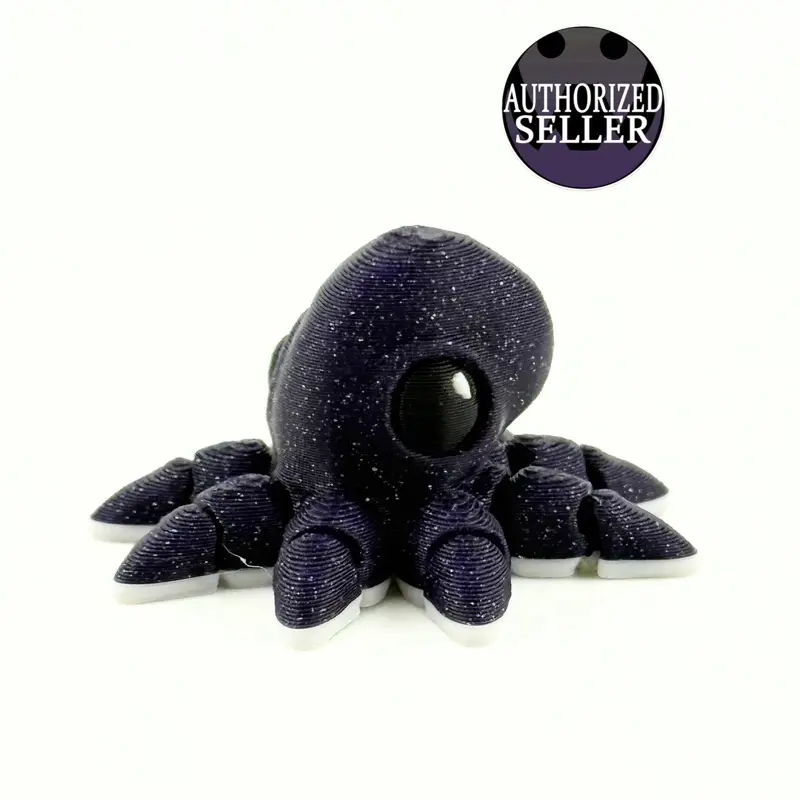 3D Printed Articulated Octopus with Purple Sparkle Filament Fidget Toy Authorized Seller