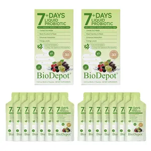 BioDepot 7+ Days Gut Liquid Probiotic — 4-in-1 Synbiotic Daily Gut Routine with Prebiotics, Probiotics, Postbiotics & Fiber
