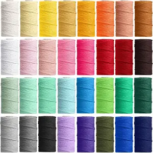 32 Rolls Macrame Cord 4 Strand 2mm x 1760 Yards  Cotton Macrame Rope Bulk Colored Cotton Craft Cord DIY Macrame Twine Colorful Macrame Cord for Knitting  Wrapping DIY Knitting Supplies